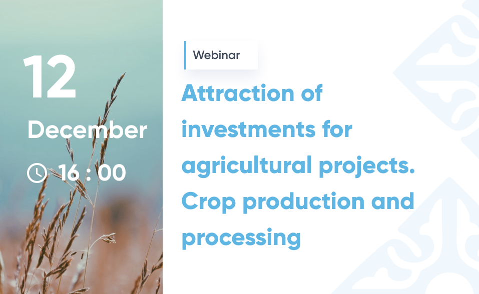 Webinar: “Attraction of investments for agricultural projects. Crop production and processing”